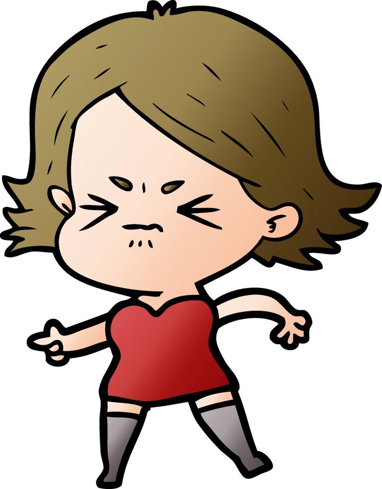 cartoon angry girl vector