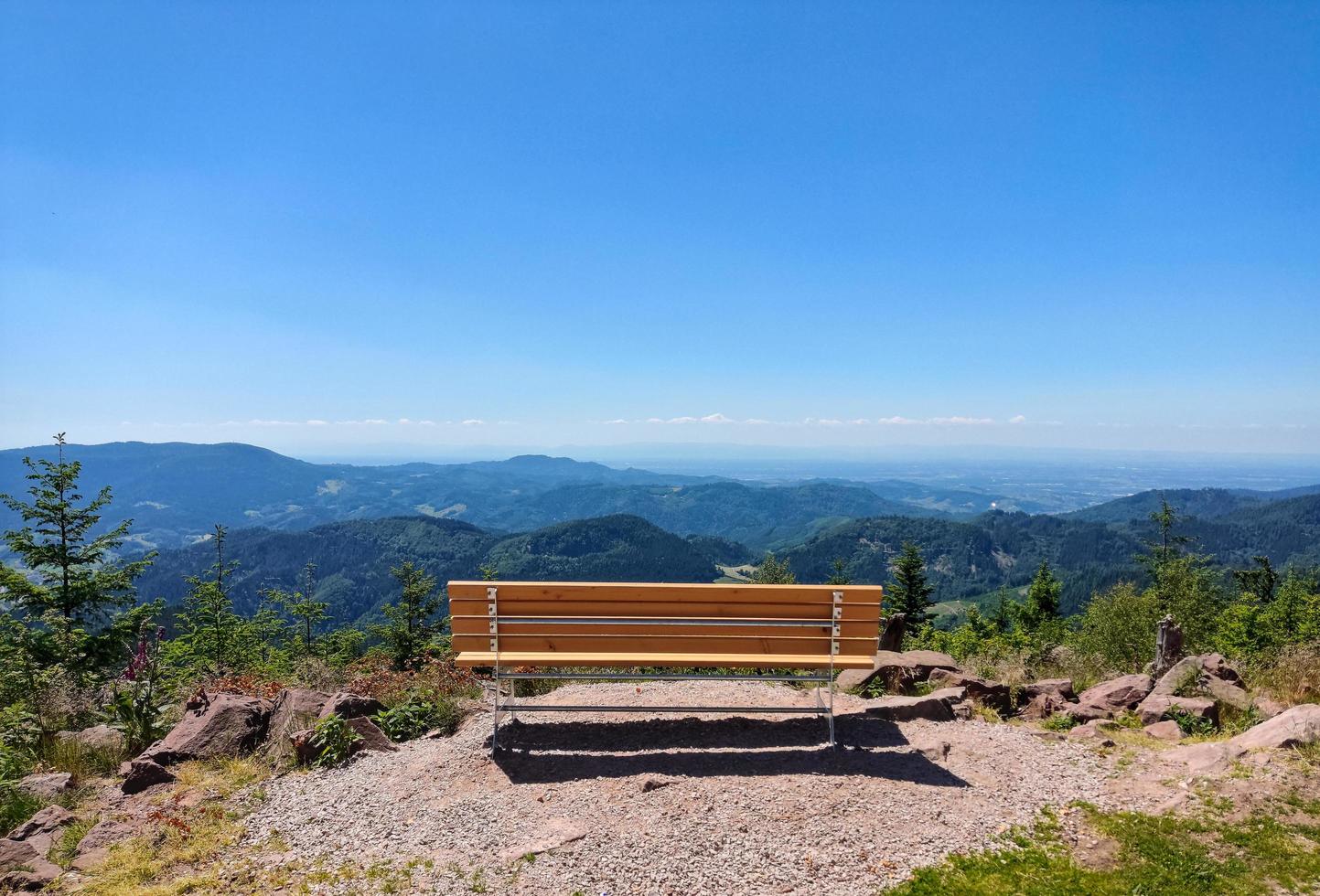 Bench at a viewpoint in the mountains of the Black Forest photo
