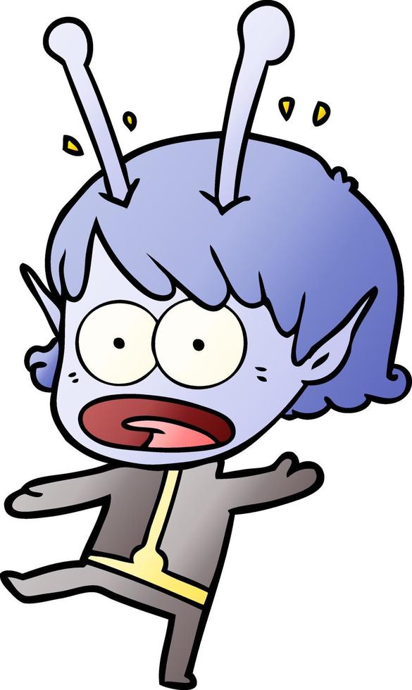 cartoon shocked alien girl vector