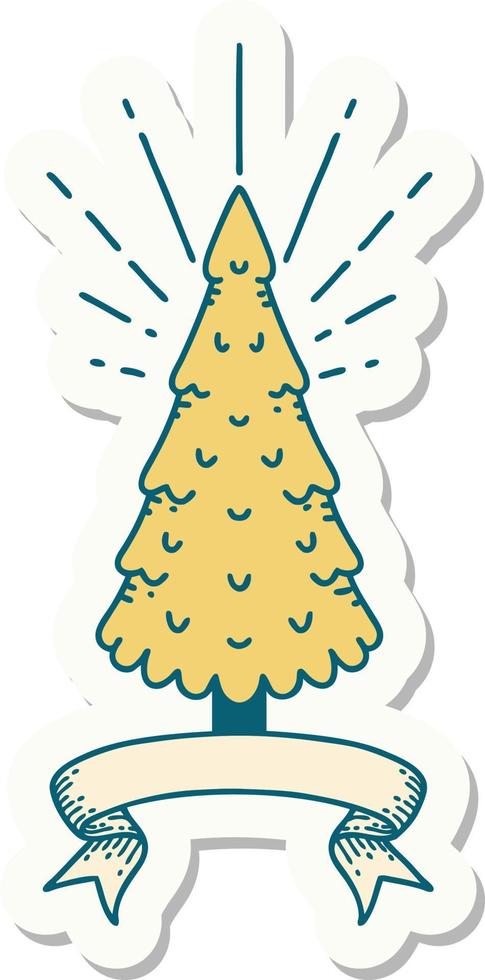 sticker of a tattoo style pine tree vector