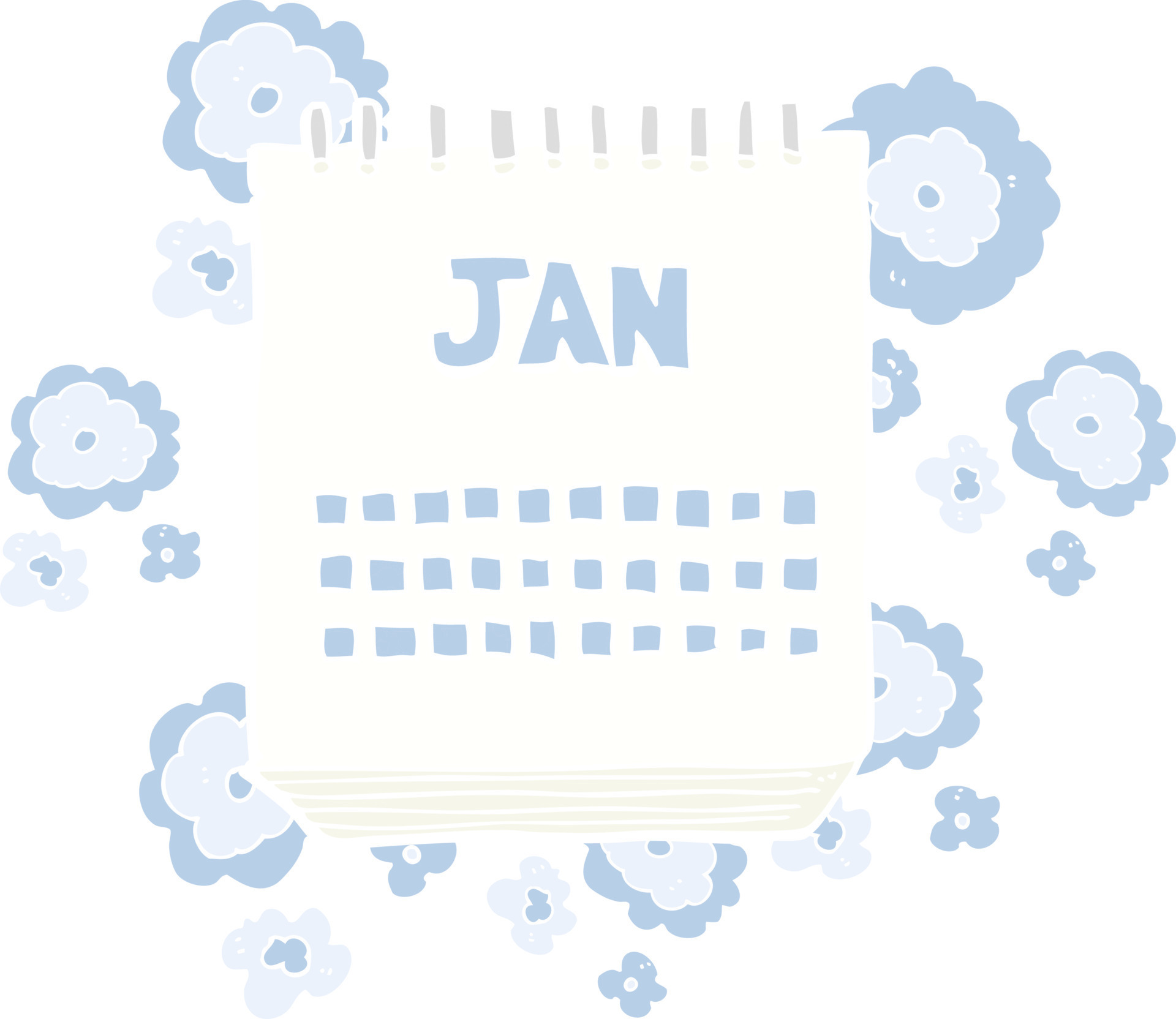 flat color illustration of calendar showing month of january 12055647