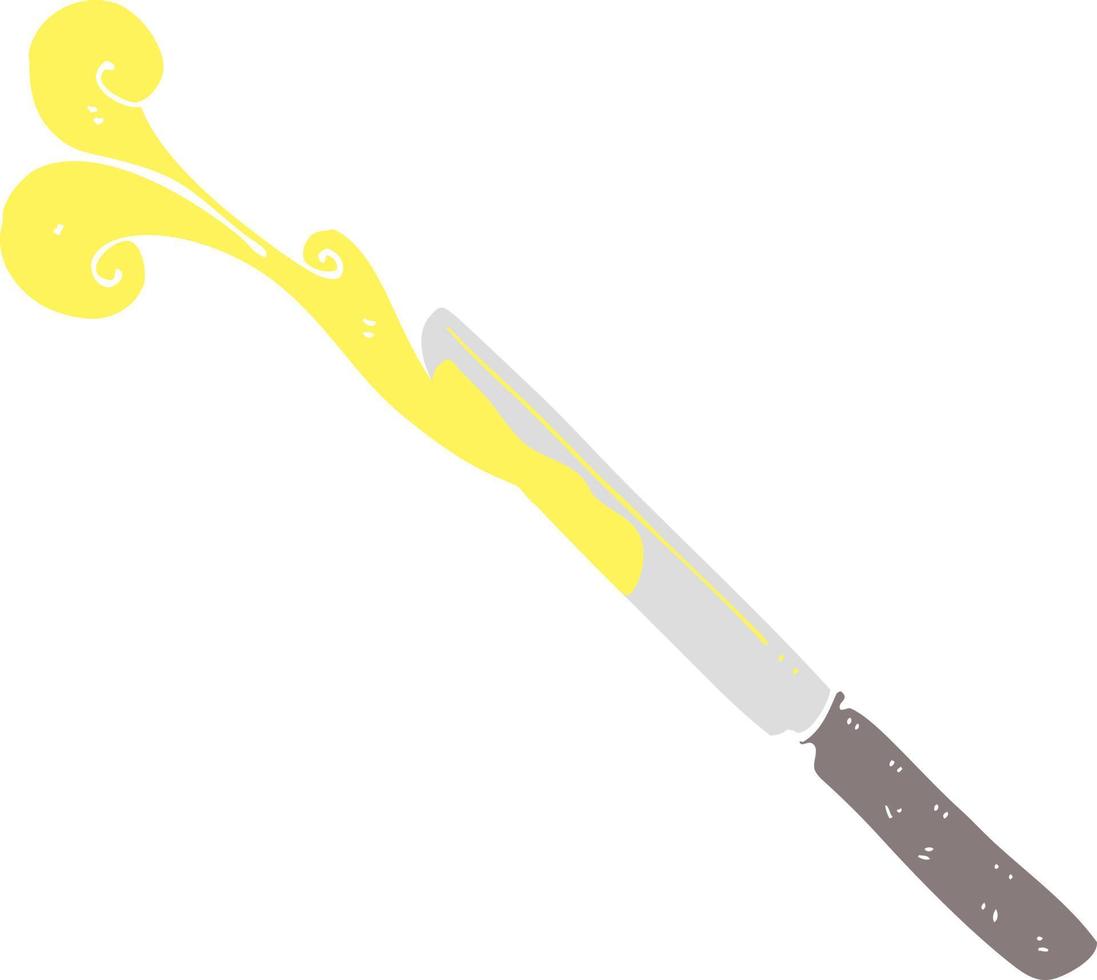 flat color illustration of butter knife vector