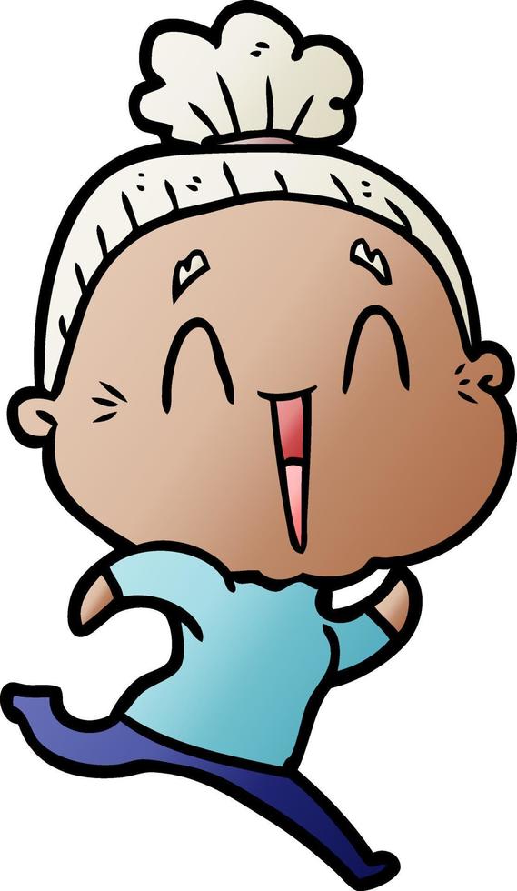 cartoon happy old lady vector