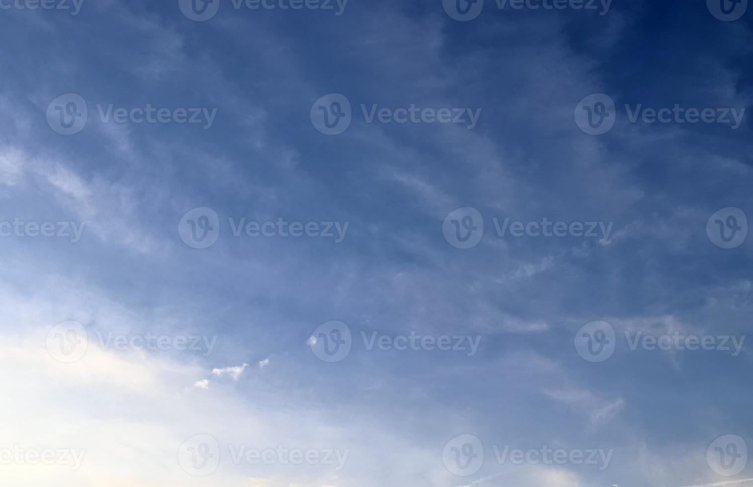 Stunning cirrus cloud formation panorama in a deep blue sky photo