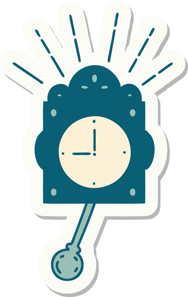 sticker of a tattoo style ticking clock vector