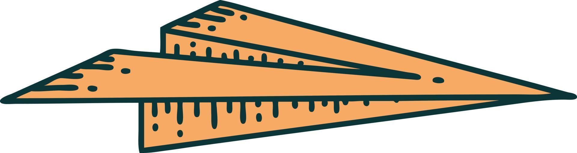 iconic tattoo style image of a paper airplane vector