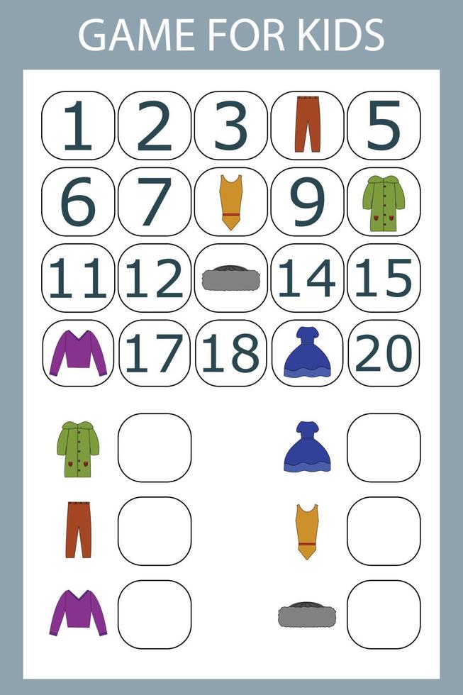 Math educational game for kids. Fill in the line, write the missing numbers vector