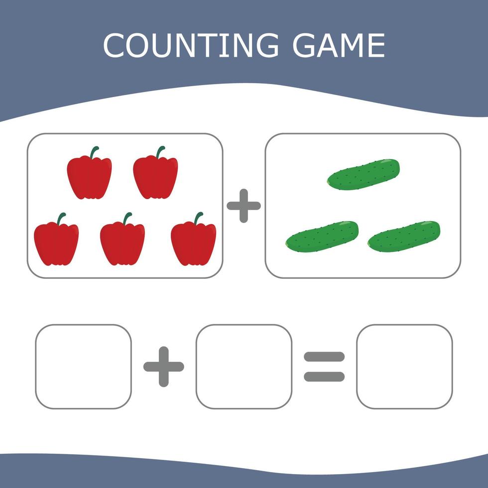 Counting Game for Preschool Children. Worksheet for preschool kids, kids activity sheet, printable worksheet vector