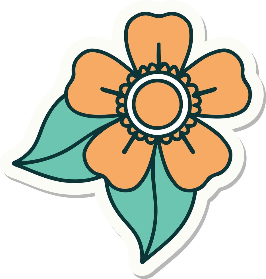 sticker of tattoo in traditional style of a flower vector