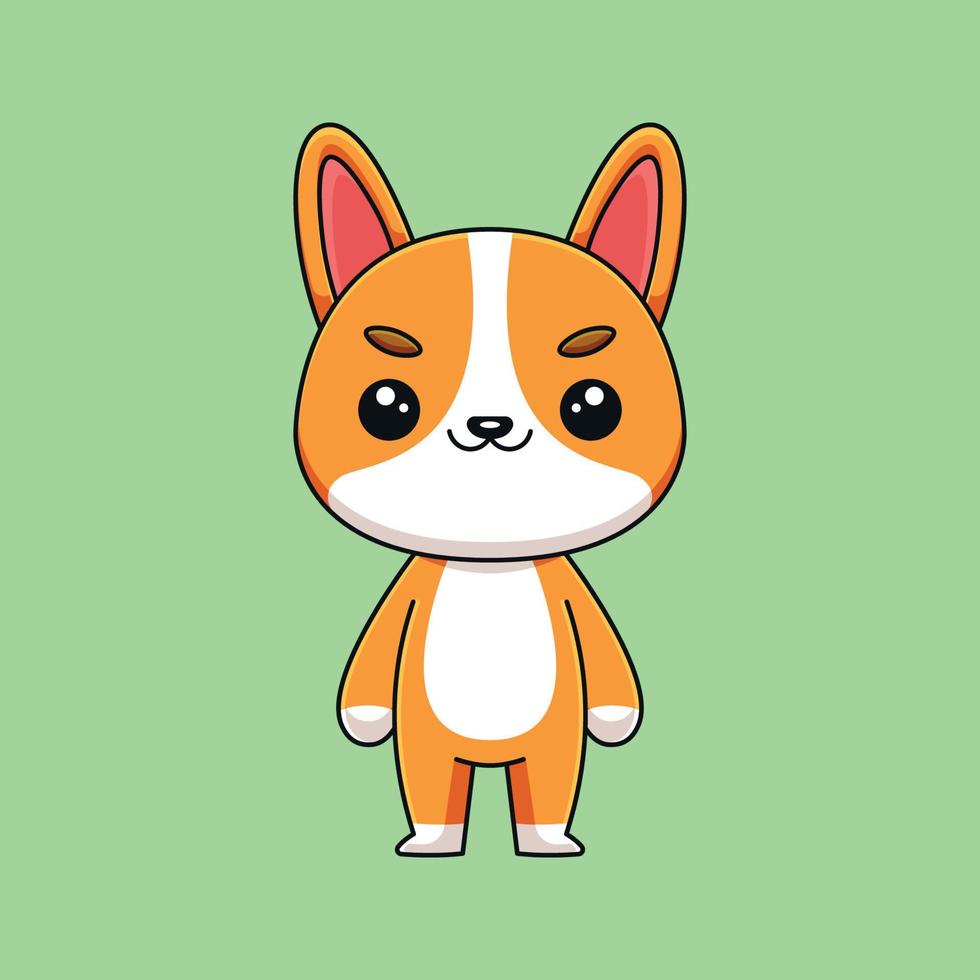 cute corgi cartoon doodle art hand drawn concept vector kawaii icon illustration