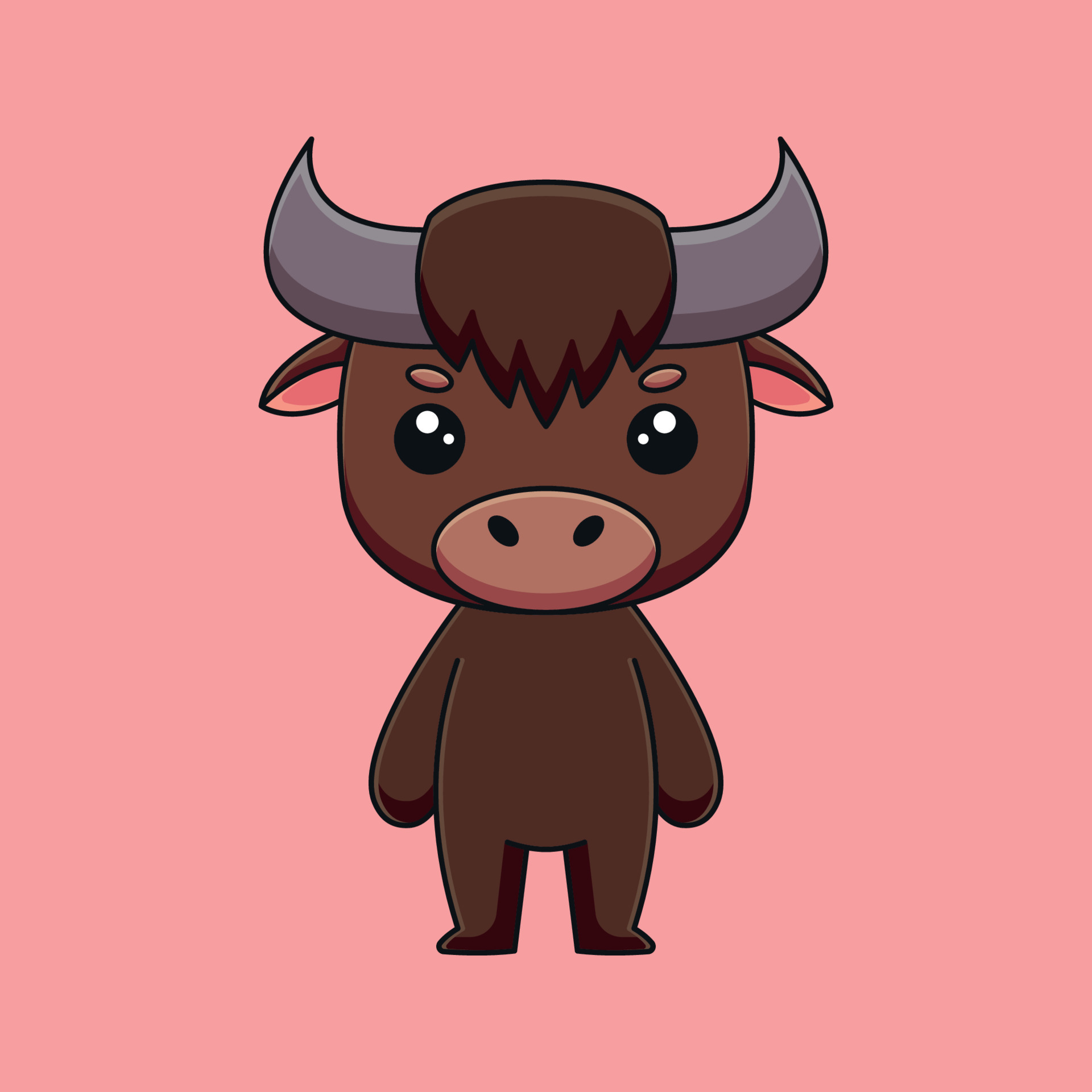 Cute Buffalo Cartoon Doodle Art Hand Drawn Concept Vector Kawaii Icon Cute Buffalo Cartoon Doodle Art Hand Drawn Concept Kawaii Icon Illustration Vector