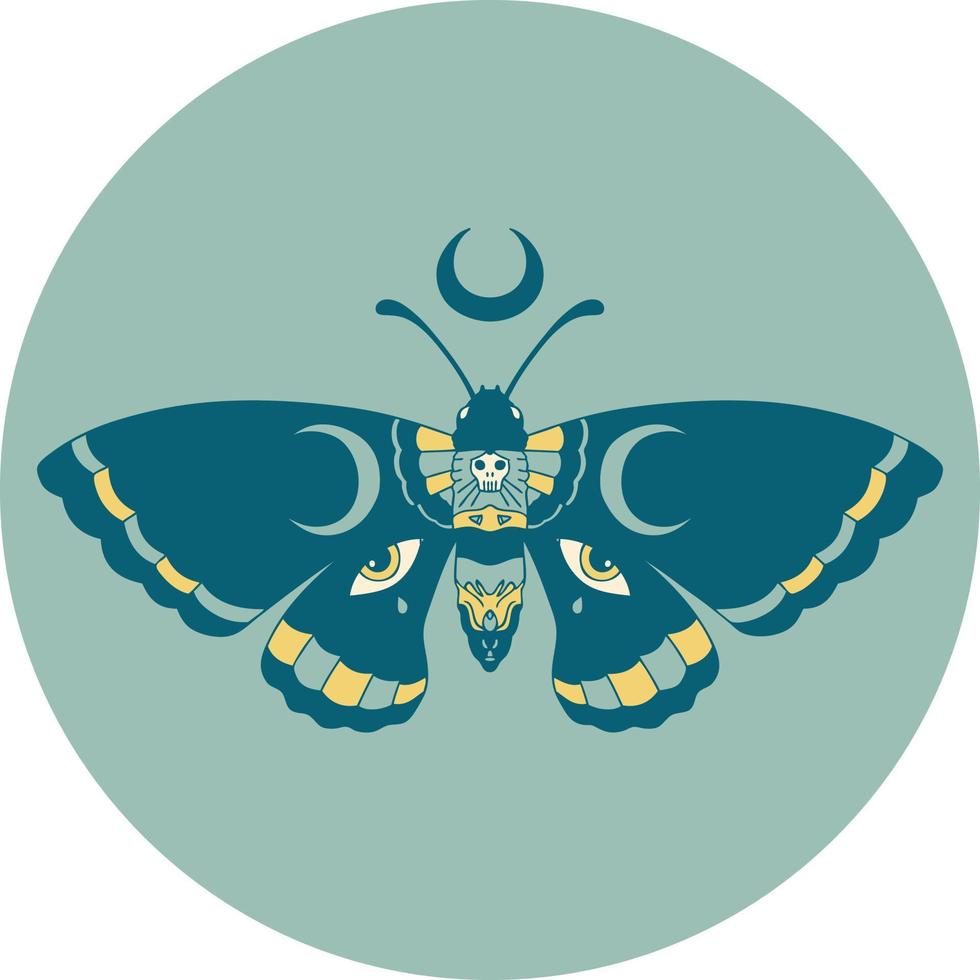 iconic tattoo style image of a moth vector