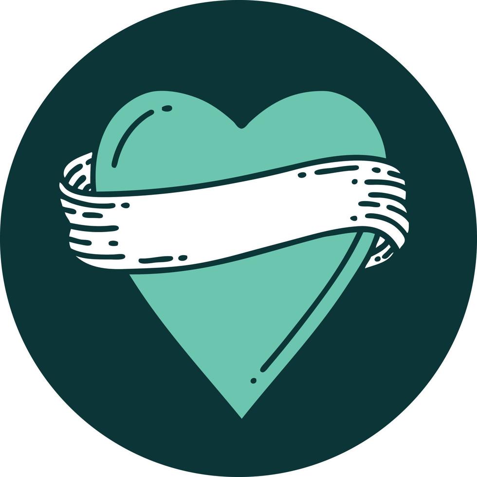 iconic tattoo style image of a heart and banner vector