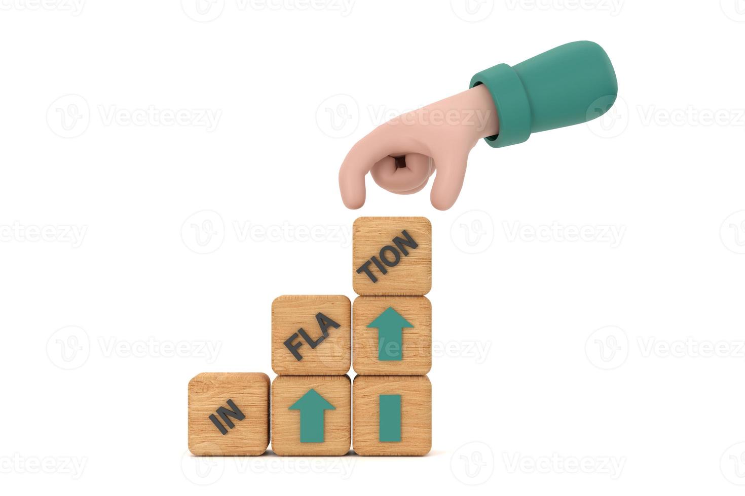 Hand hold cubes, dice or blocks with inflation photo