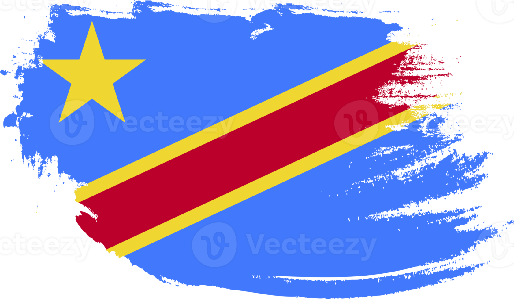 coup de pinceau grunge avec le drapeau national de la république  démocratique du congo. drapeau de