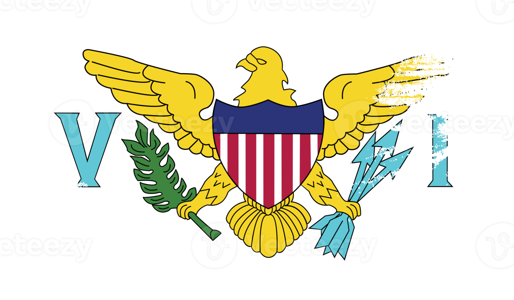 bandiera degli Stati Uniti dell'isola vergine con texture grunge png