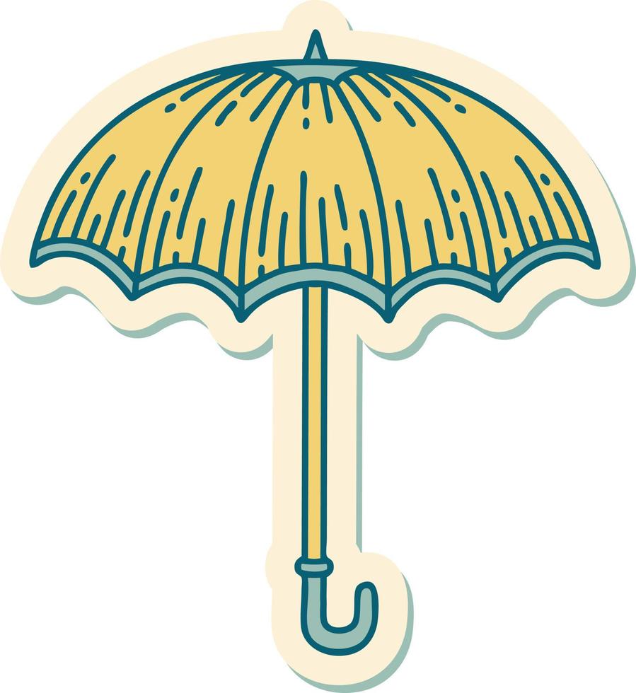 sticker of tattoo in traditional style of an umbrella vector