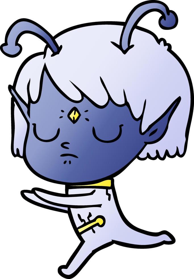 cartoon alien girl vector