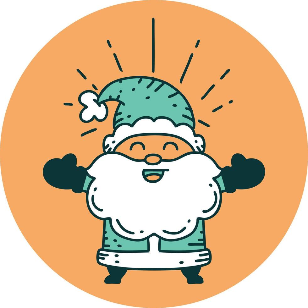 icon of a tattoo style happy santa claus christmas character vector