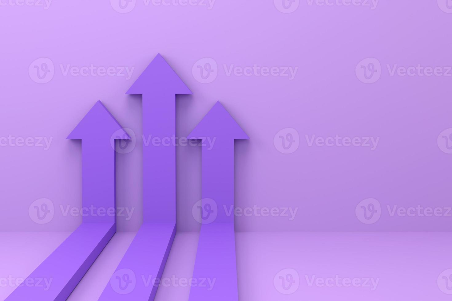 purple arrows rising on the wall, growth chart or graph investment - booming economic growth breaking record photo