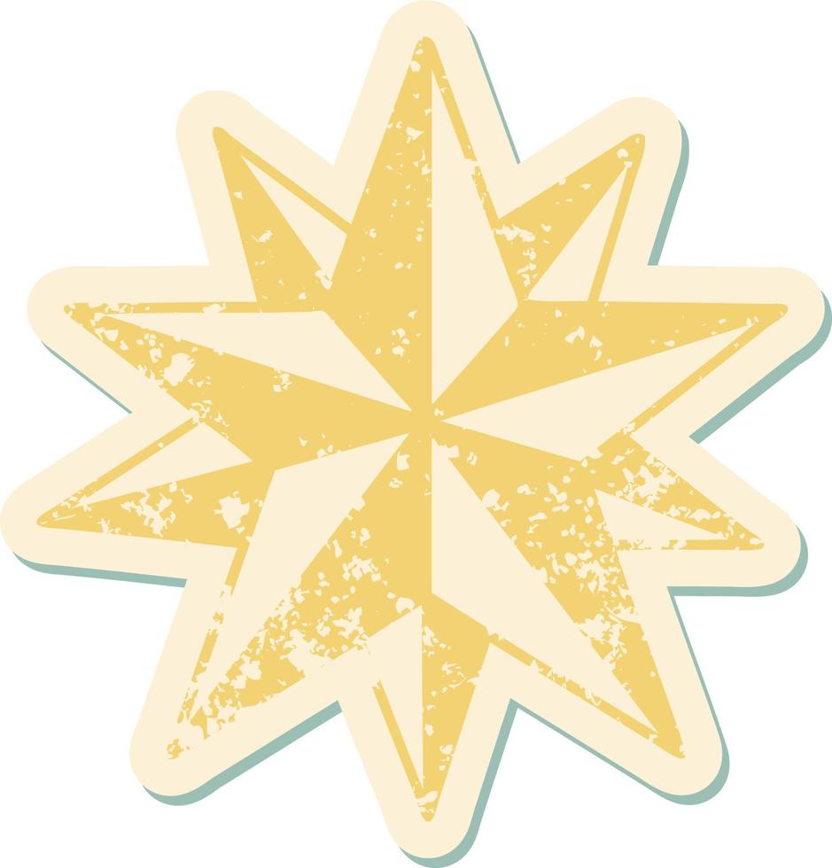 iconic distressed sticker tattoo style image of a star vector