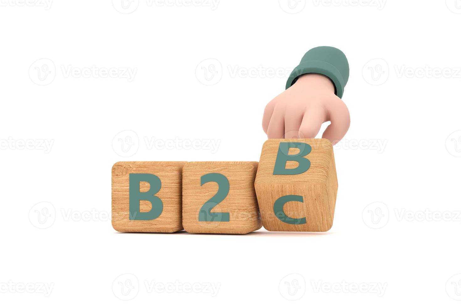 la mano gira un dado y cambia la expresión b2b a b2c foto