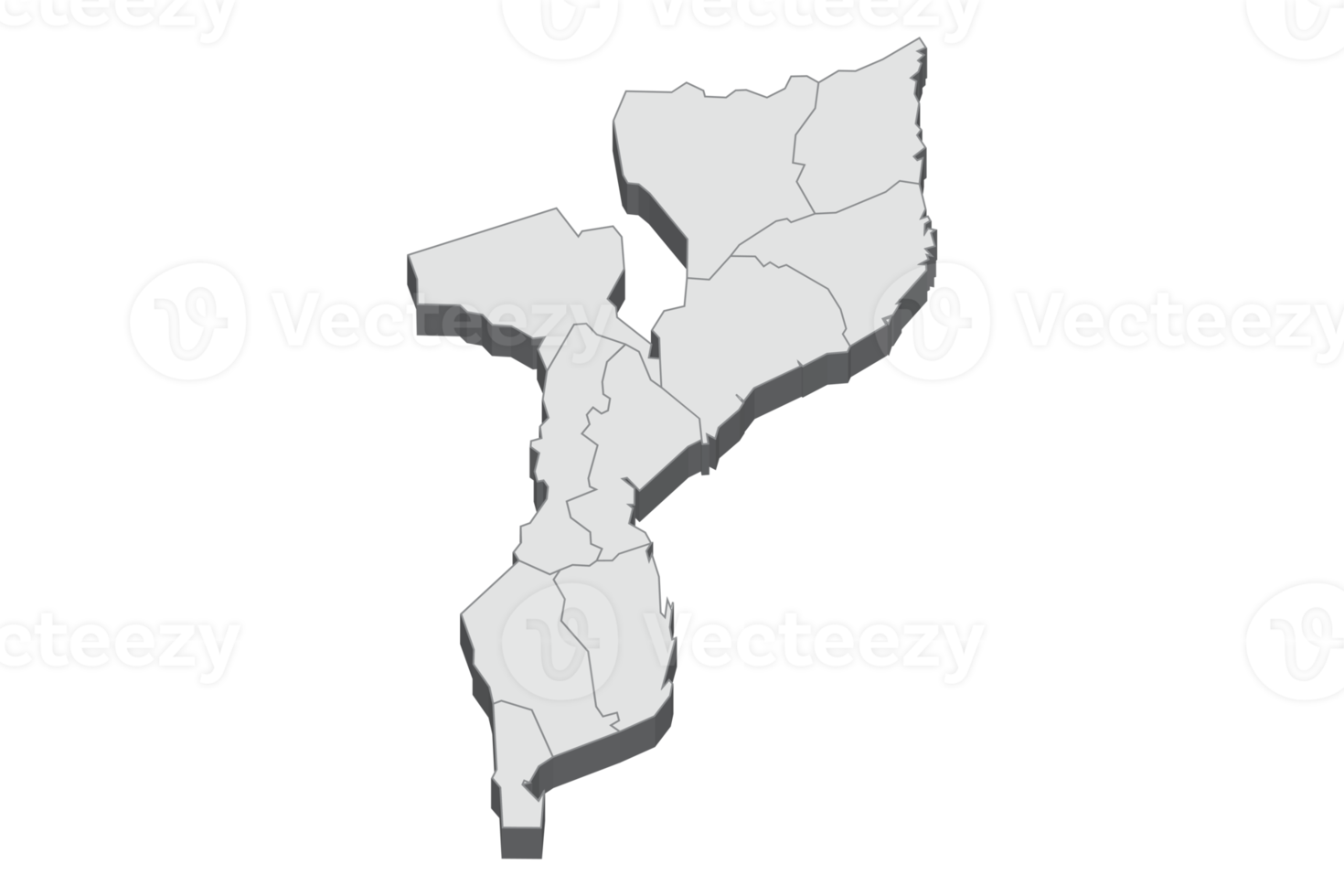 Ilustración de mapa 3d de mozambique png