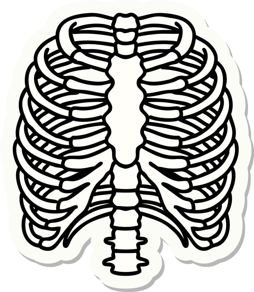 sticker of tattoo in traditional style of a rib cage vector