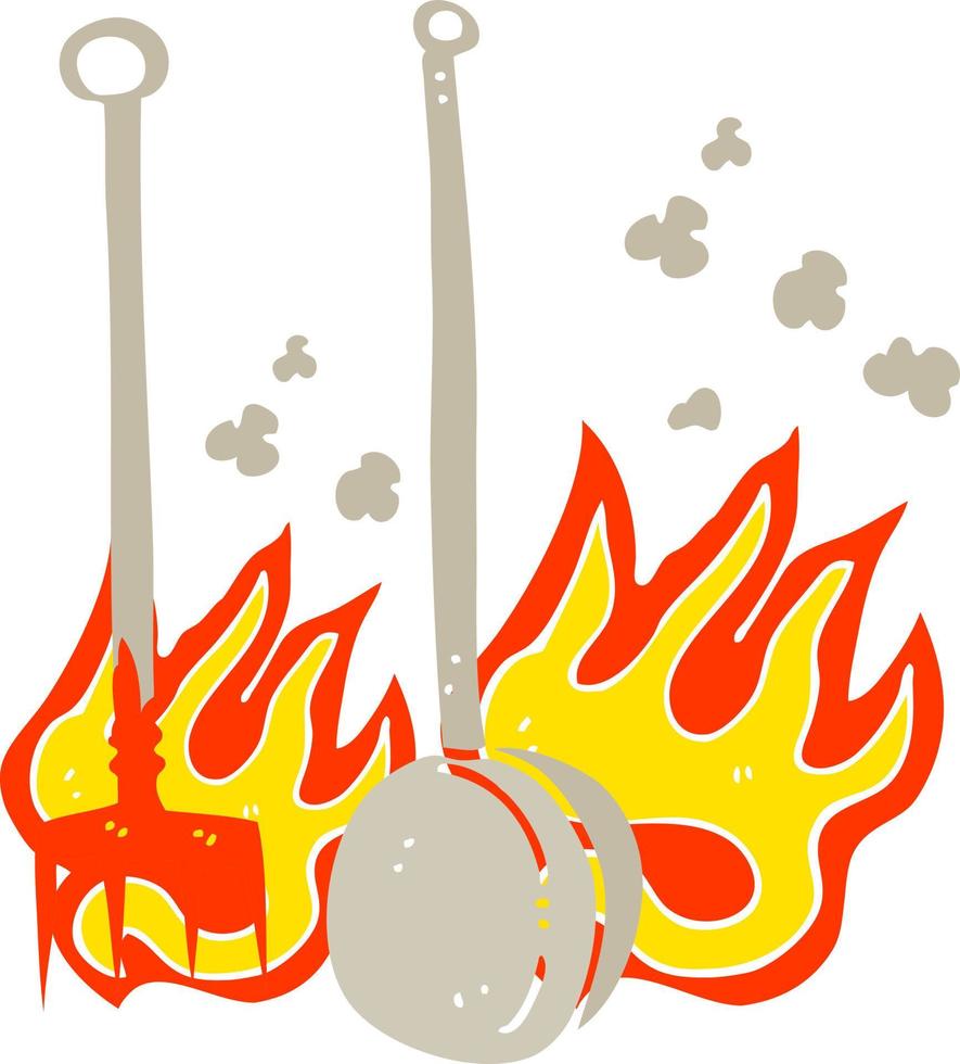 flat color illustration of hot fireside tools vector