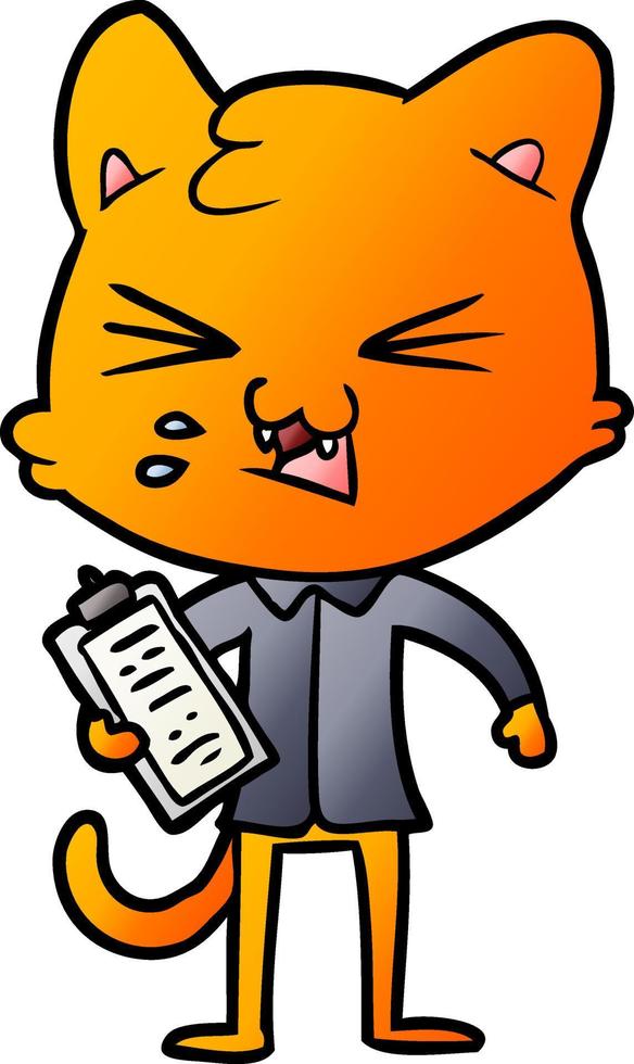 cartoon cat hissing vector