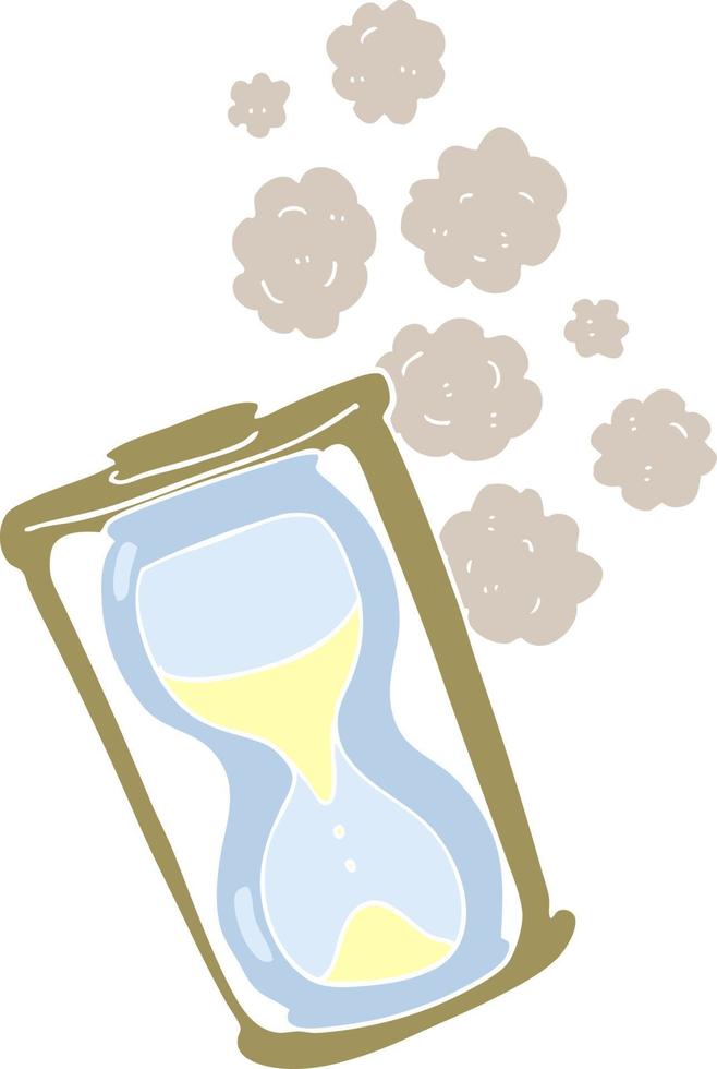 flat color illustration of old hourglass vector