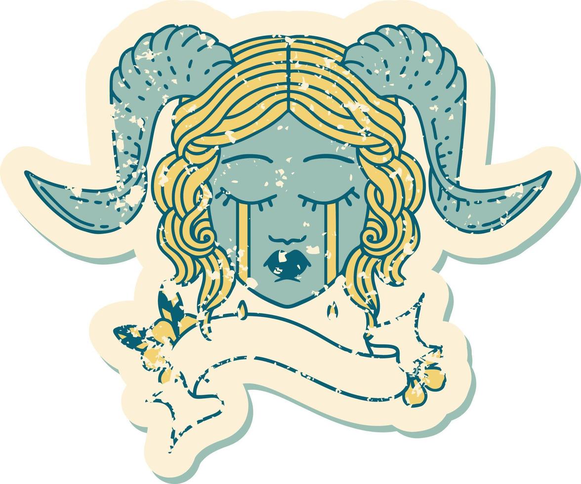 Retro Tattoo Style tiefling character face vector