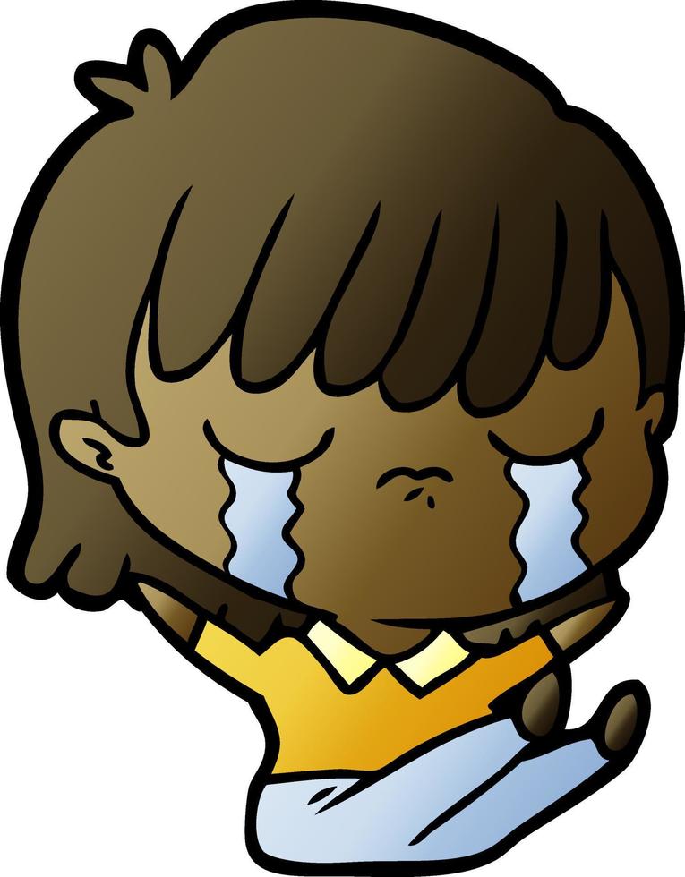 cartoon woman crying vector