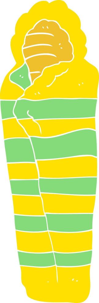 flat color illustration of sleeping bag vector