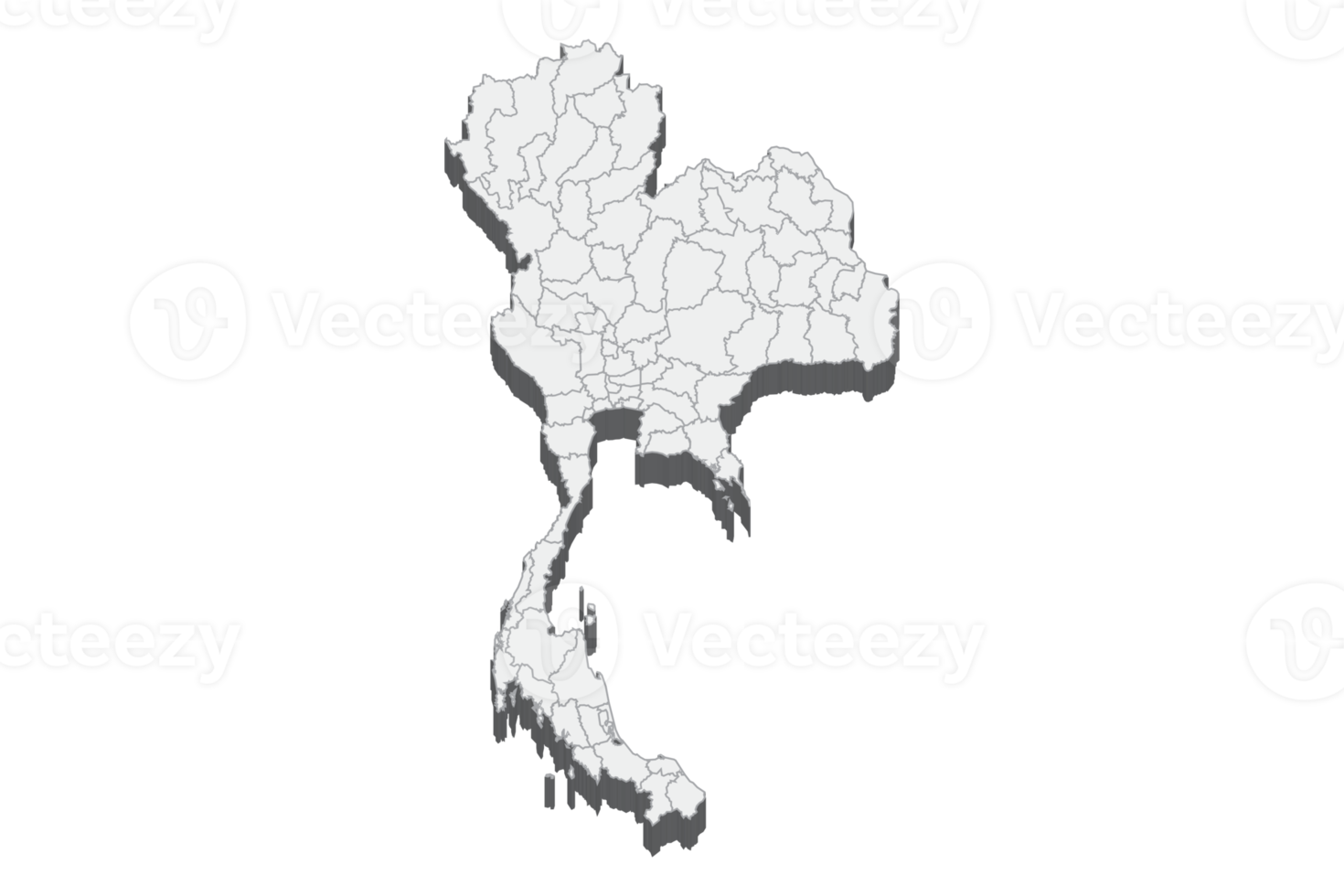 3D map illustration of Thailand png