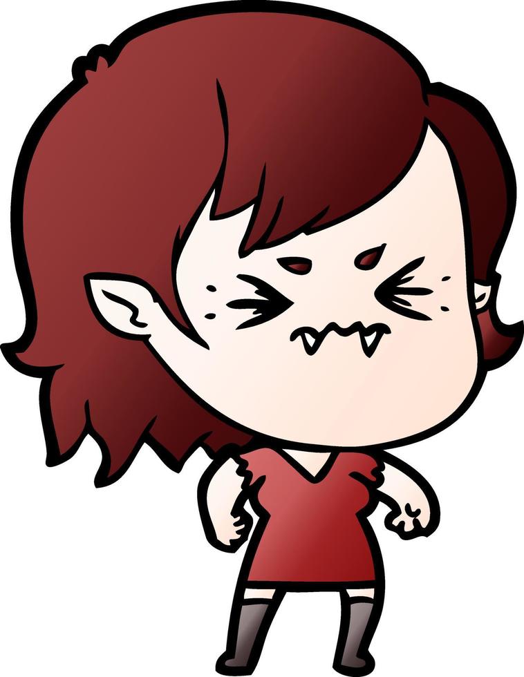 annoyed cartoon vampire girl vector