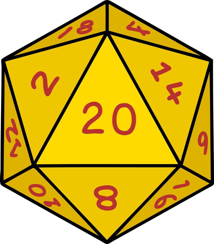 Retro Tattoo Style natural 20 D20 dice roll vector