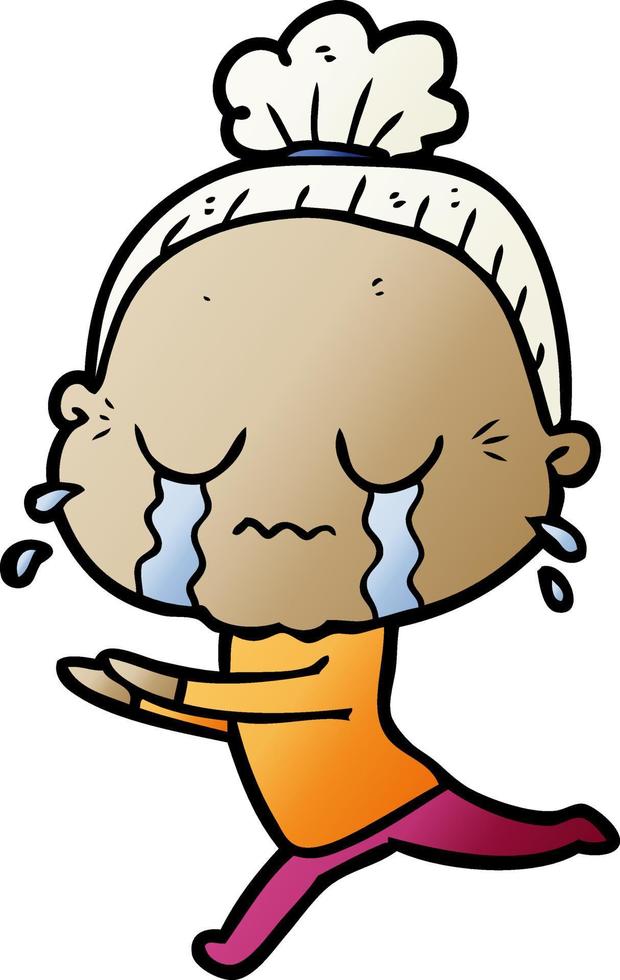 cartoon crying old lady vector