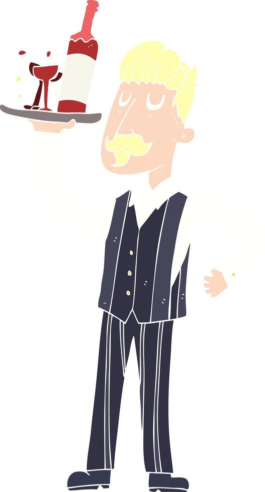 flat color illustration of waiter vector