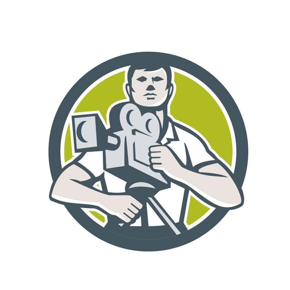 Cameraman Film Crew HD Camera Video Front Retro vector