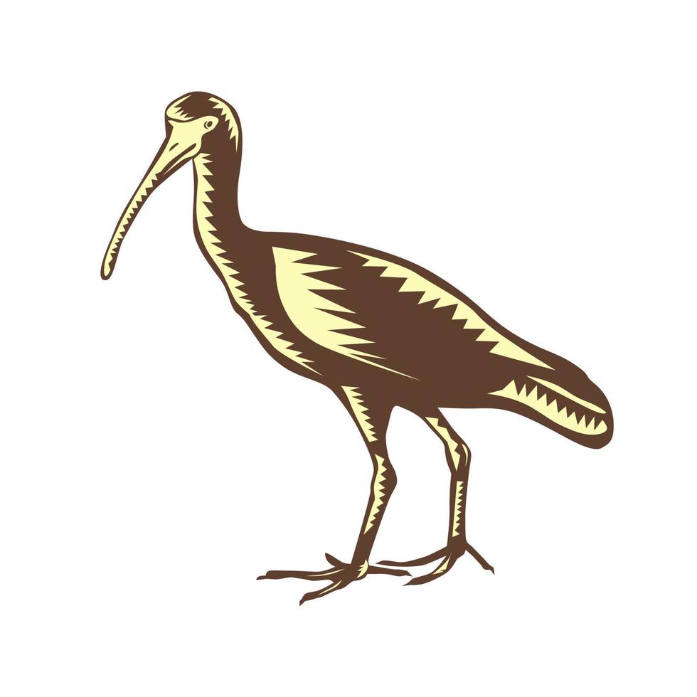 Egret Heron Crane Side Woodcut vector