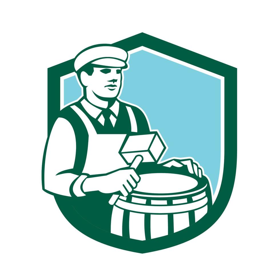 Cooper Barrel Maker Drum Retro Shield vector