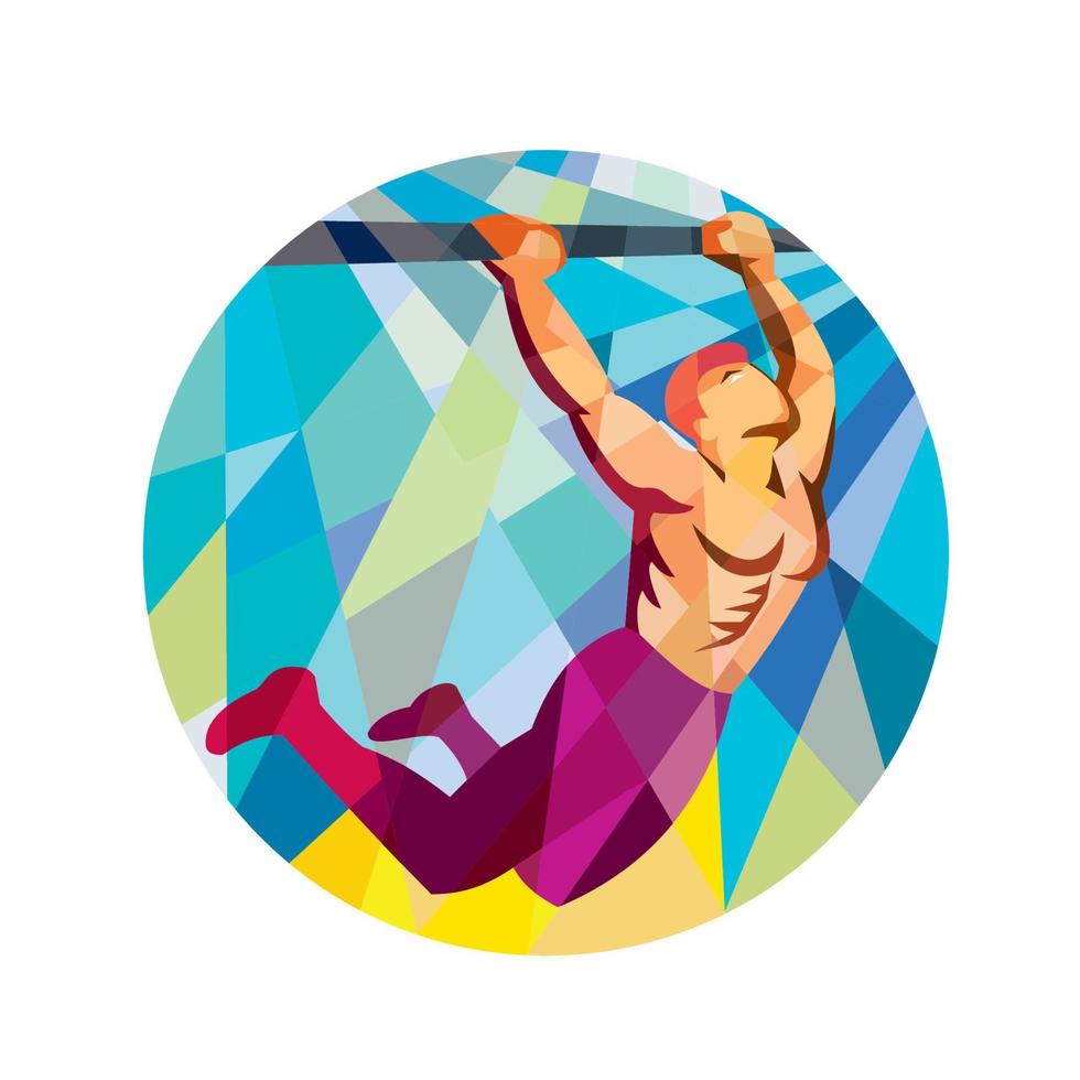 Crossfit Pull Up Bar Circle Low Polygon vector
