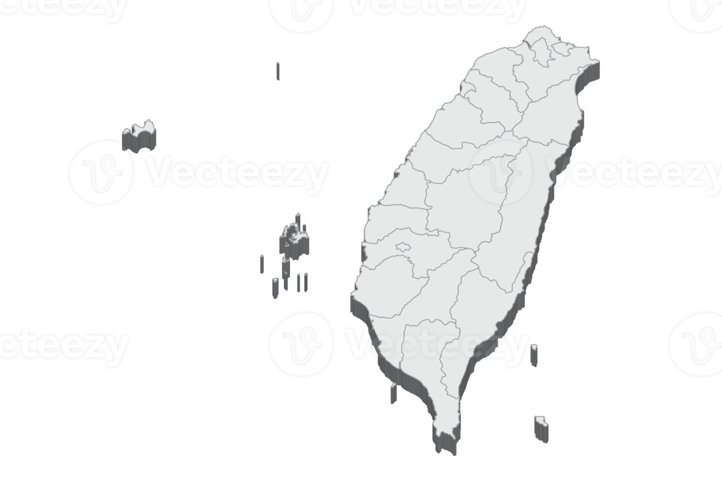 3D map illustration of Taiwan png