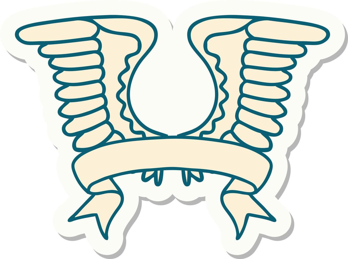 tattoo style sticker with banner of a wing vector