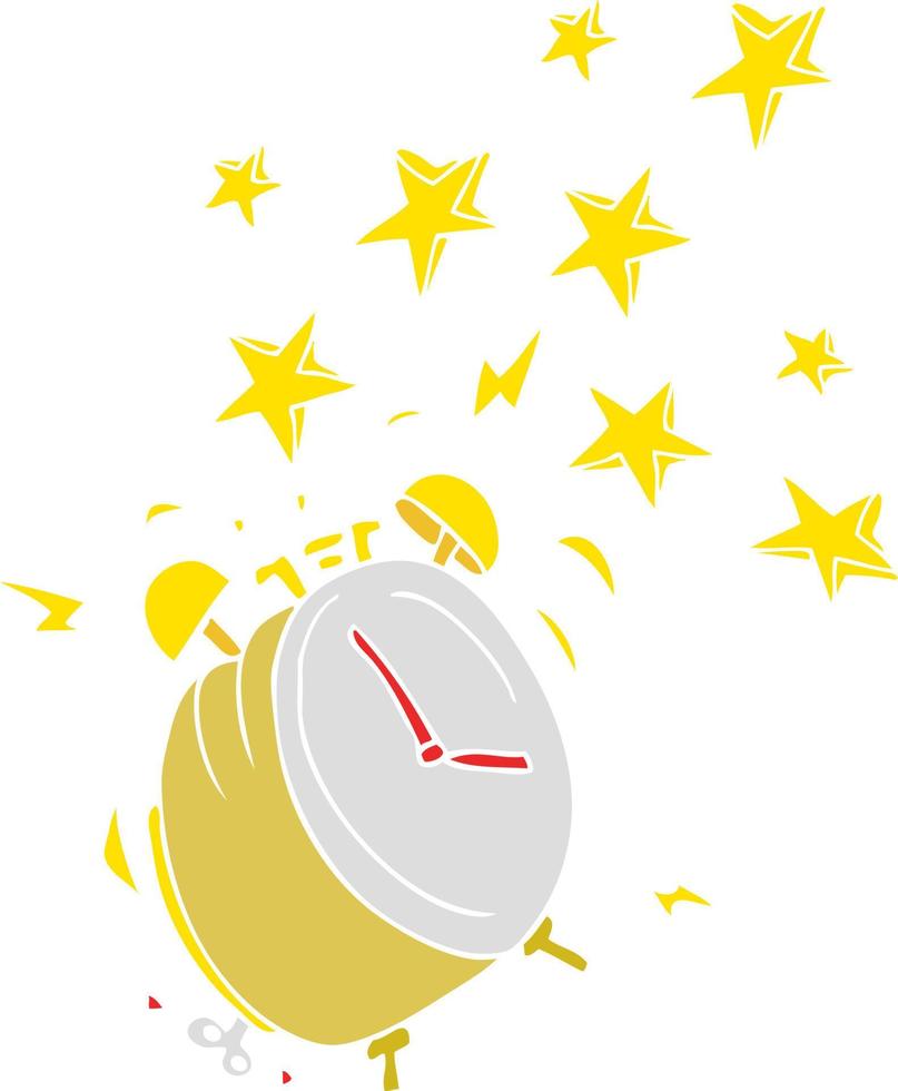 flat color illustration of ringing alarm clock vector