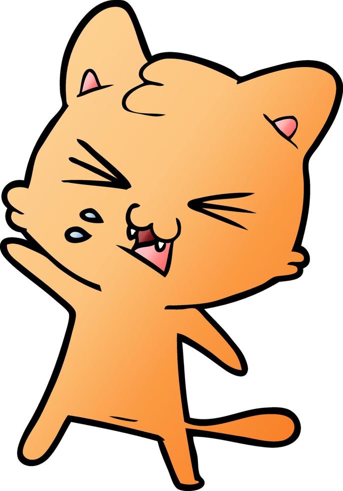 cartoon cat hissing vector