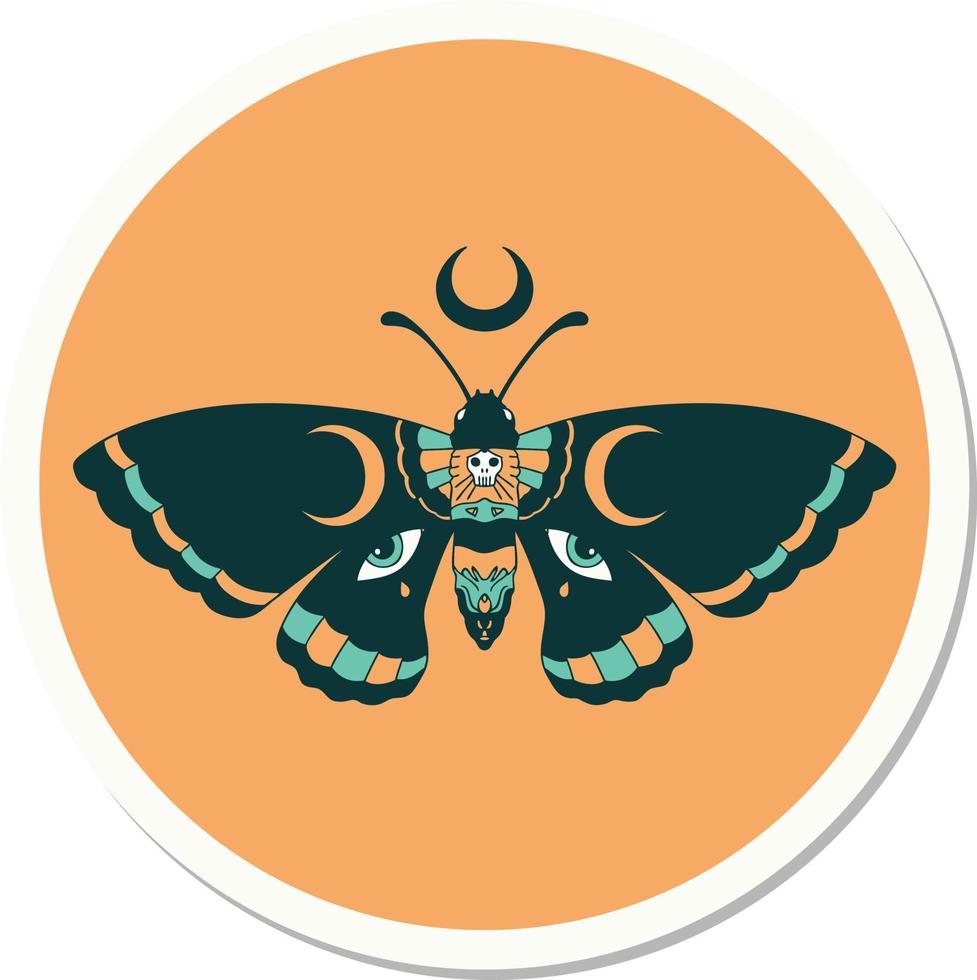 sticker of tattoo in traditional style of a moth vector