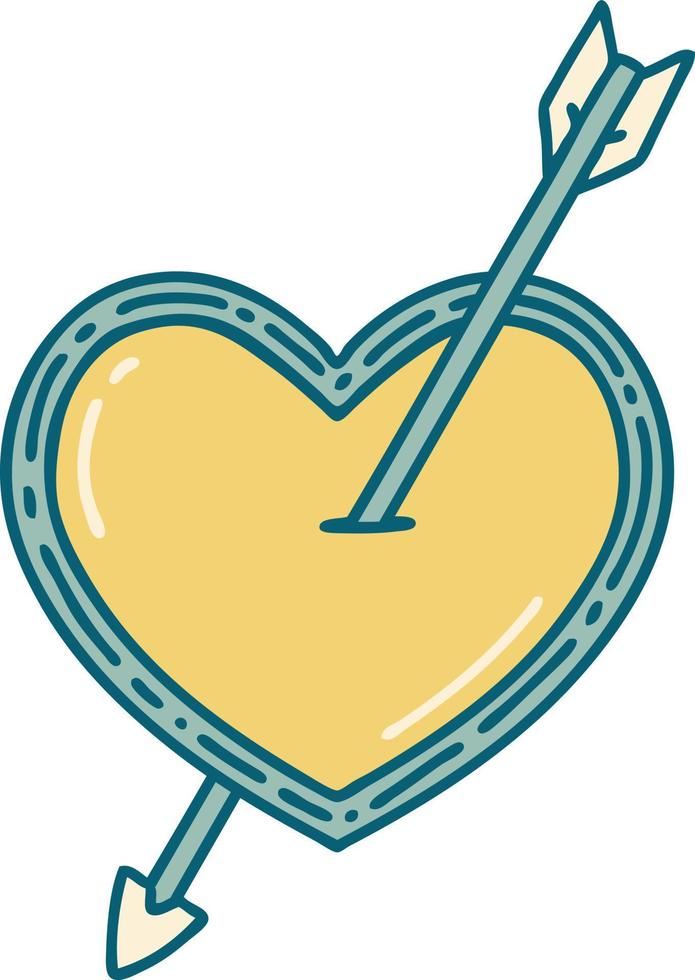 iconic tattoo style image of an arrow and heart vector