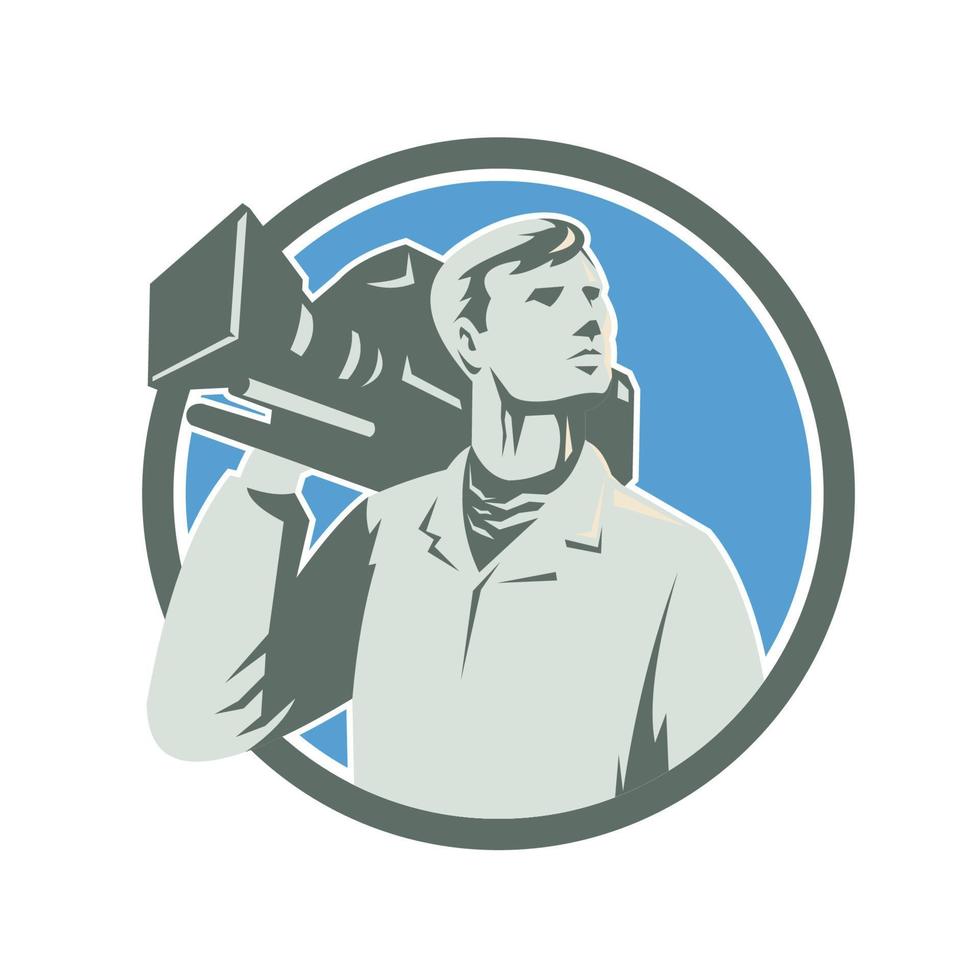 Cameraman Vintage Video Camera Circle Retro vector